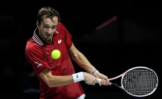 Daniil Medvedev, con Rusia, en 2021 en la Copa Davis. 