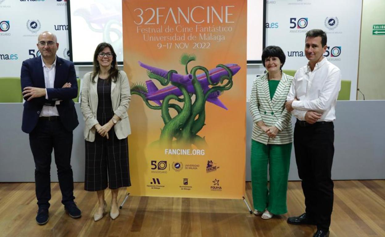 Manuel López Mestanza, Elsa Marina Álvarez, Tecla Lumbreras y Fernando Leguina, en la presentación.