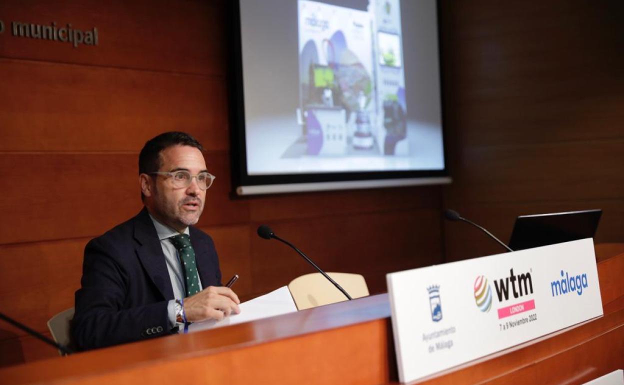 Jacobo Florido, durante la presentación del despliegue de Málaga en la WTM de Londres. 