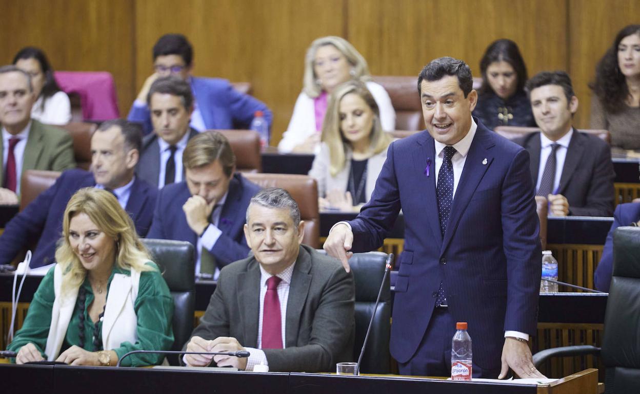 Juanma Moreno, durante su intervención. 