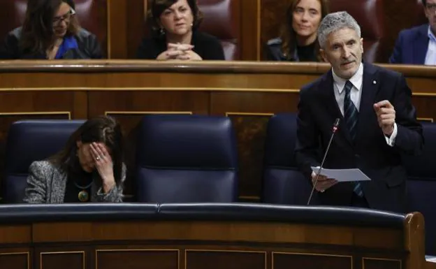 El ministro del Interior, Fernando Grande-Marlaska, este miércoles en el Congreso..