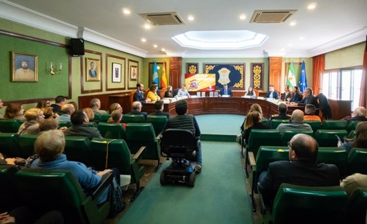 Imagen del acto institucional en el salón de plenos del Ayuntamiento nerjeño. 
