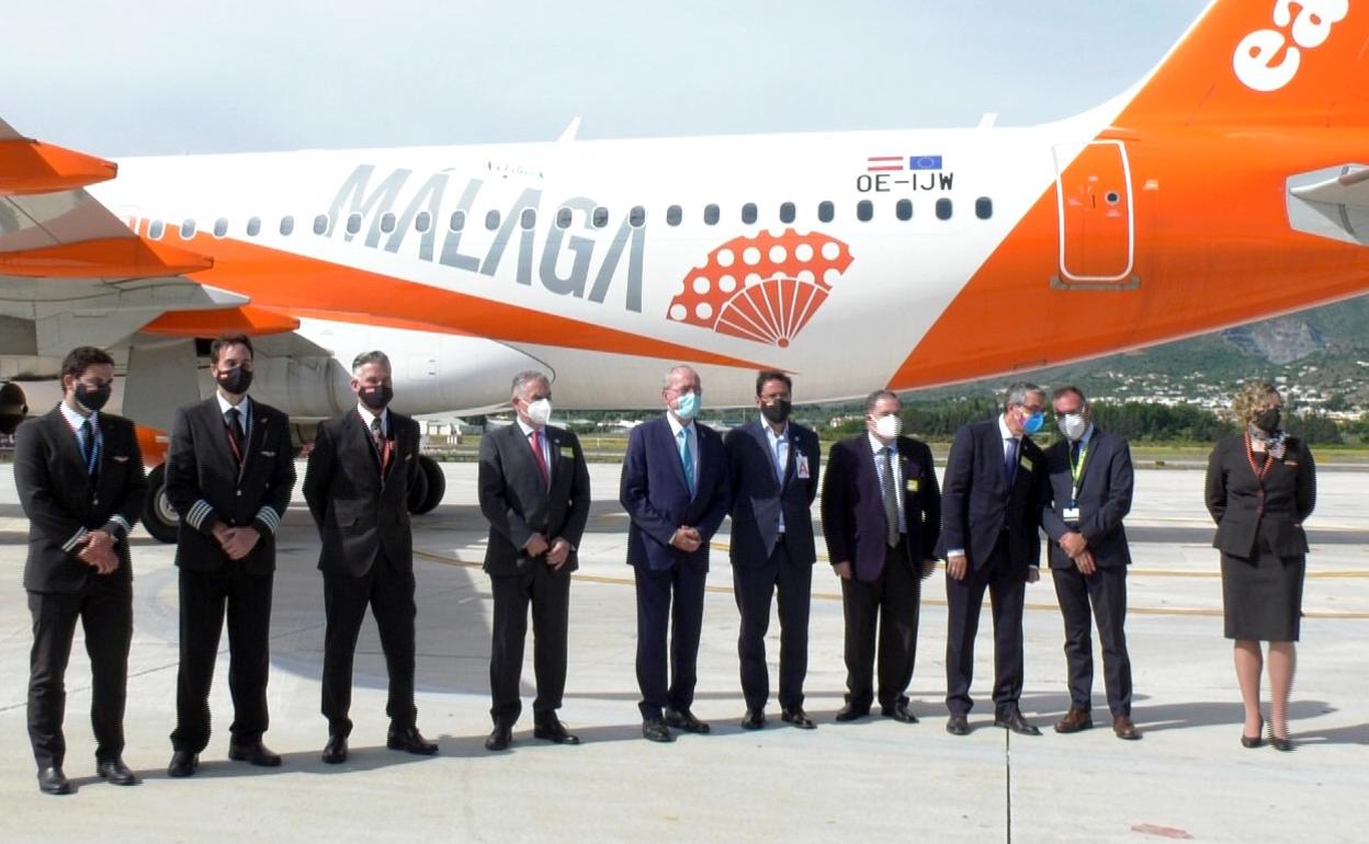 Momento de la inauguración de la base estacional de Easyjet en Málaga en 2021. 