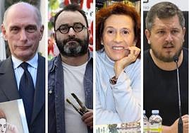 Bernard Picasso, Javier Calleja, Julia Navarro y Ben Clark, en el Aula de Cultura de SUR