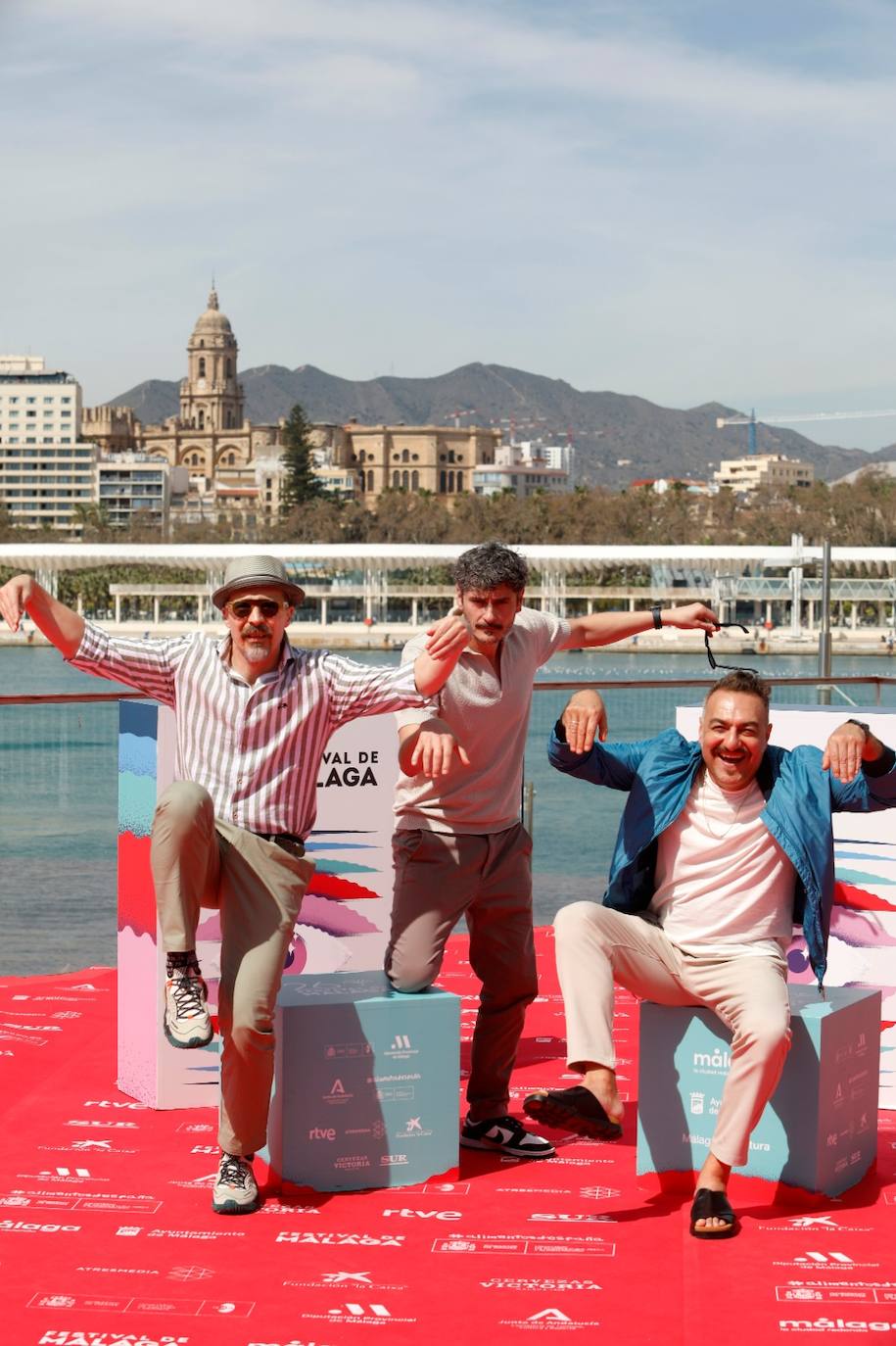 El equipo de 'Bajo terapia', este domingo en Málaga. Fele Martínez, Antonio Pagudo y Juan carlos Vellido