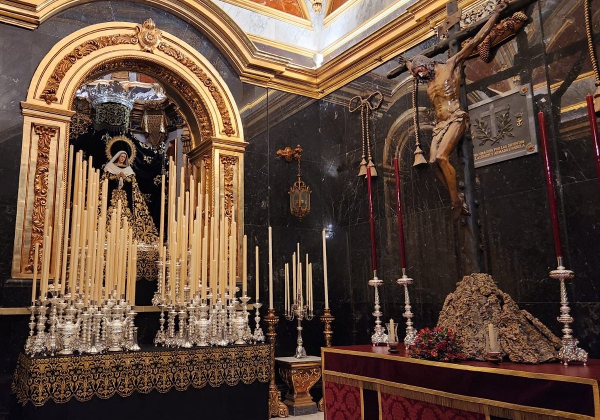 Altar del triduo en honor a Nuestra Señora de la Soledad, de la Congregación de Mena.