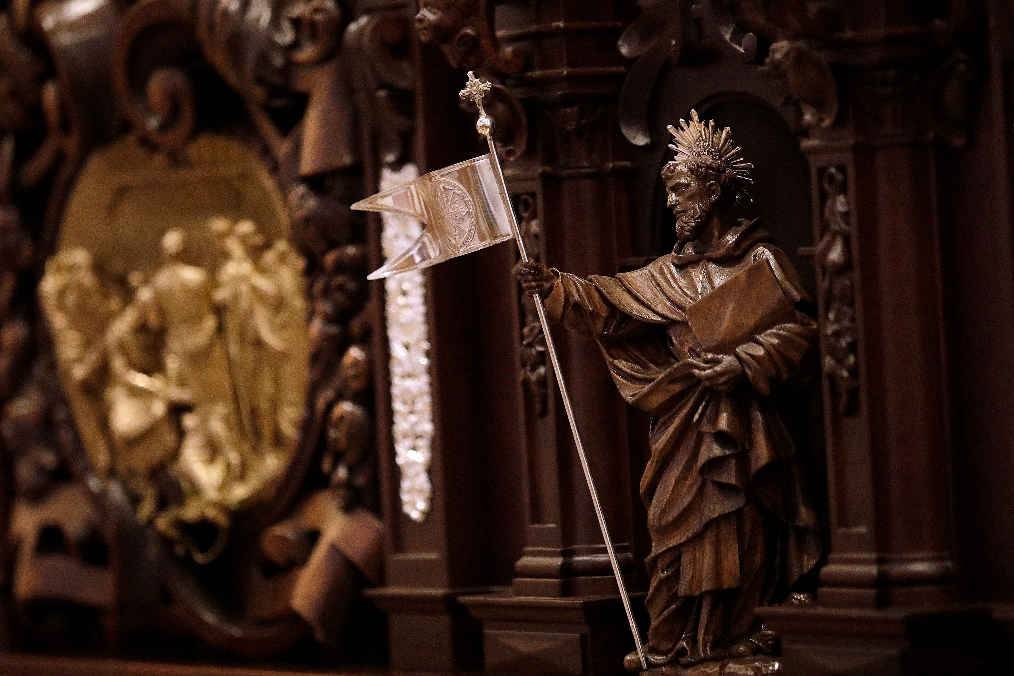 Imagen de Santo Domingo de Guzmán, titular del templo donde radica la Cofradía de los Dolores del Puente. La figura es obra de Alberto Pérez Rojas. 