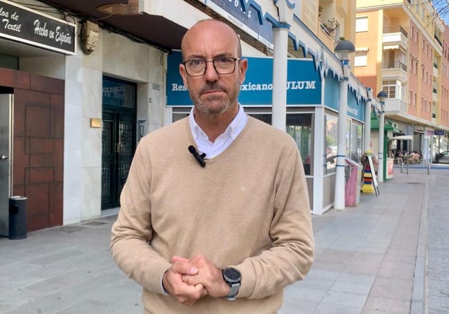 El edil del PP Luis García, este martes en el Paseo de Larios.