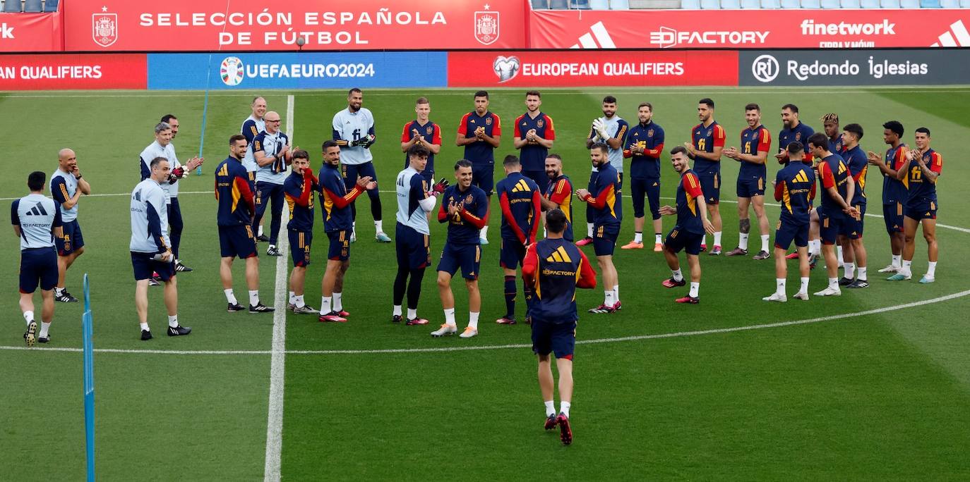 Entrenamiento de la selección española de fútbol en La Rosaleda