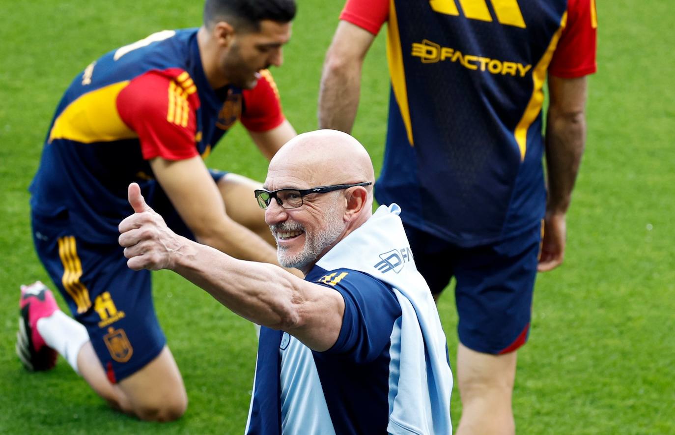 Entrenamiento de la selección española de fútbol en La Rosaleda