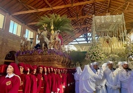 Imagen de los tronos de La Pollinica y la Virgen del Rocío el pasado Domingo de Ramos, antes del suceso.