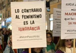 Pancartas en una manifestación del 8-M en Málaga