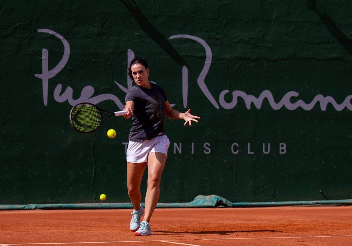 Nuria Párrizas, en un entreno ayer en la central de Puente Romano.