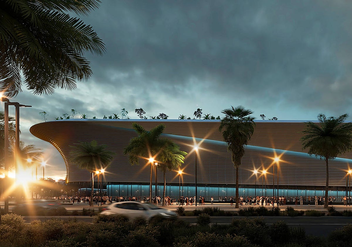 Recreación del futuro estadio de La Rosaleda, que será remodelada para el Mundial 2030.