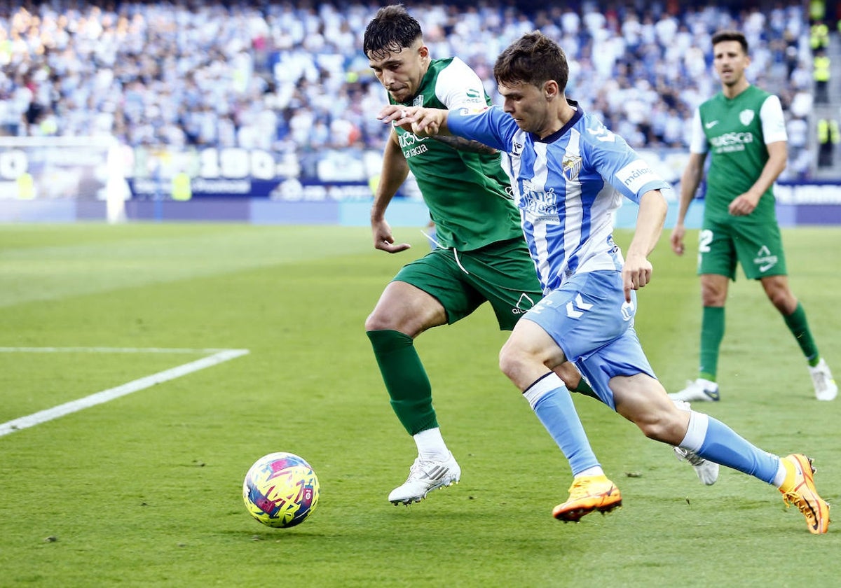 Febas, en una acción del choque del lunes en La Rosaleda.