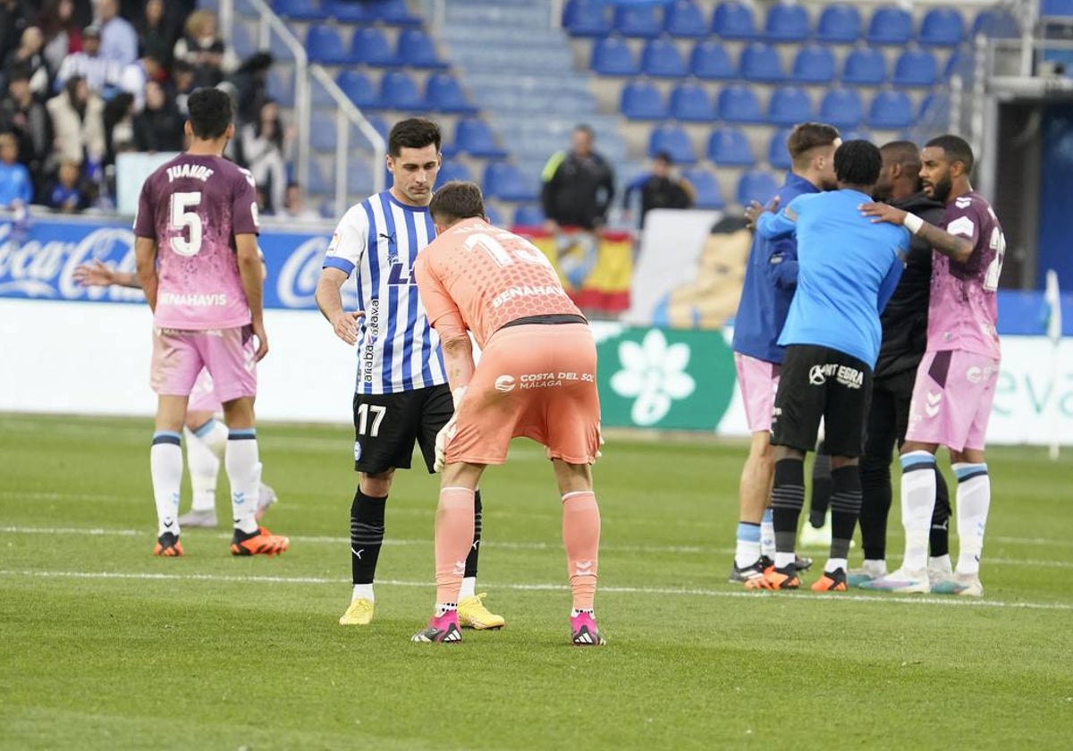 Yáñez, abatido al final del encuentor contra el Alavés.