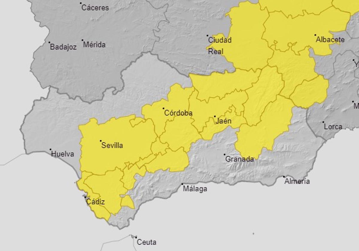 Borrasca Óscar: aviso amarillo por fuertes lluvias en seis provincias andaluzas