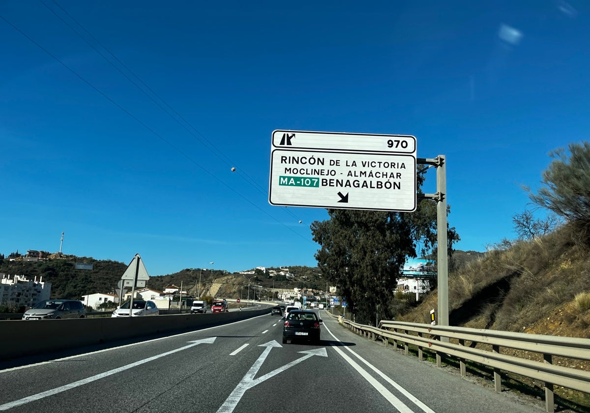 Imagen de la autovía a su paso por Rincón de la Victoria.