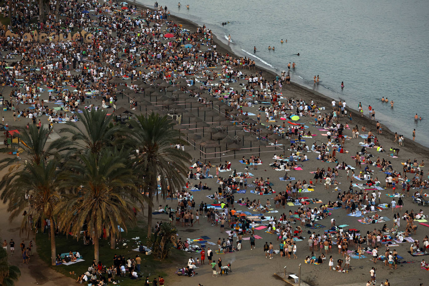 Perspectiva de la playa de La Malagueta este 23 de junio.