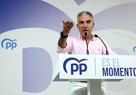 Elías Bendodo, en un reciente acto de su partido en Málaga.