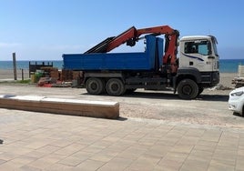 Imagen del estado de las obras en el paseo marítimo rinconero este miércoles.