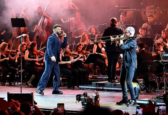 Ricky Martin, durante su concierto de anoche en Starlite Occident.