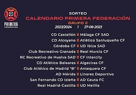 Calendario de la primera jornada del grupo II de Primera Federación.