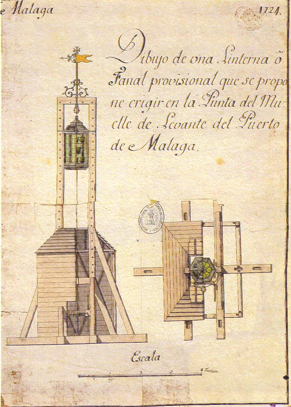 Fanal provisional para el Puerto de Málaga (1724).