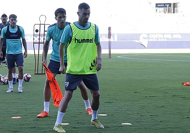 Juan Hernández, este jueves por la tarde en su primer entrenamiento con su nuevo equipo.