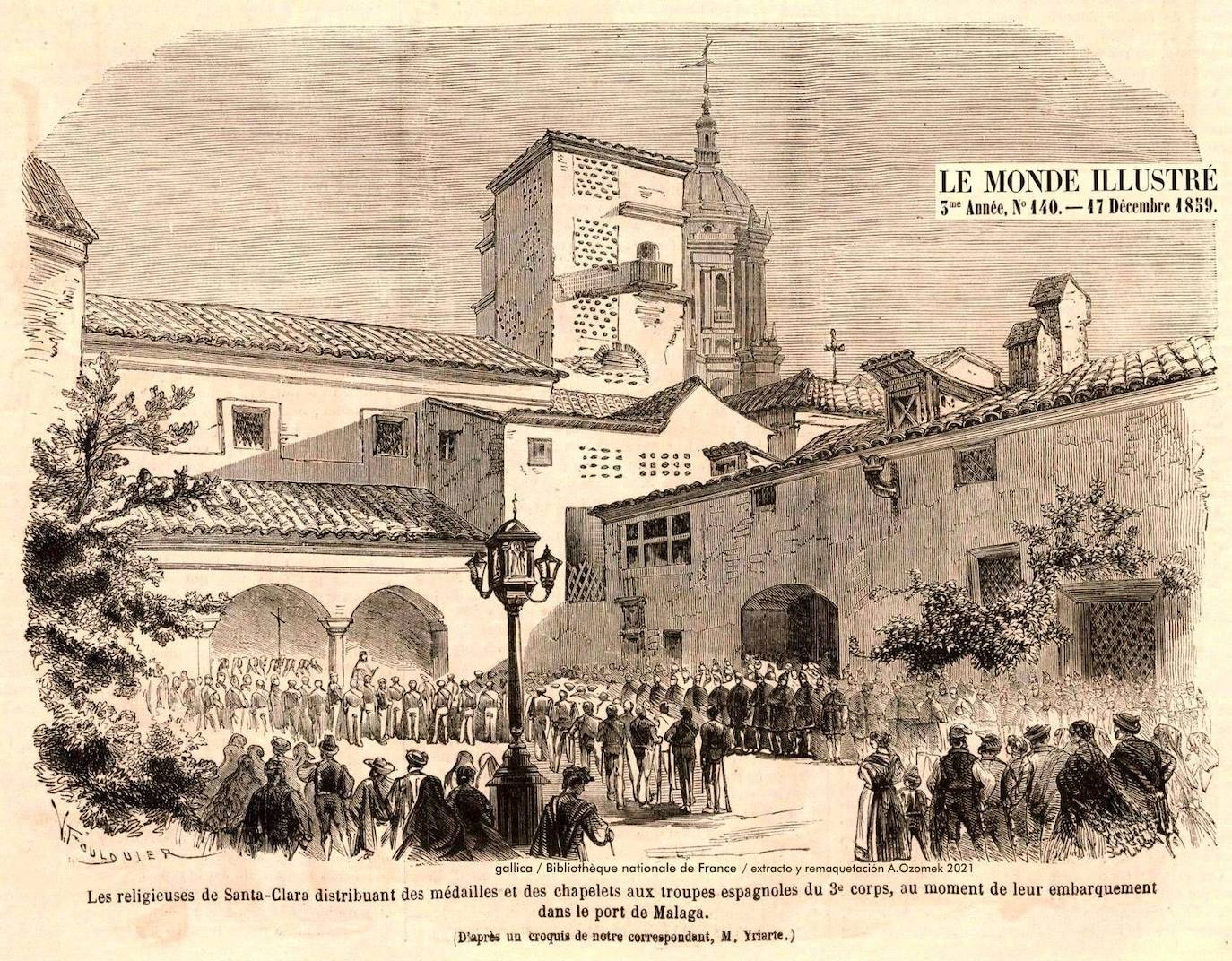 Grabado de 1859 del compás del convento de Santa Clara.