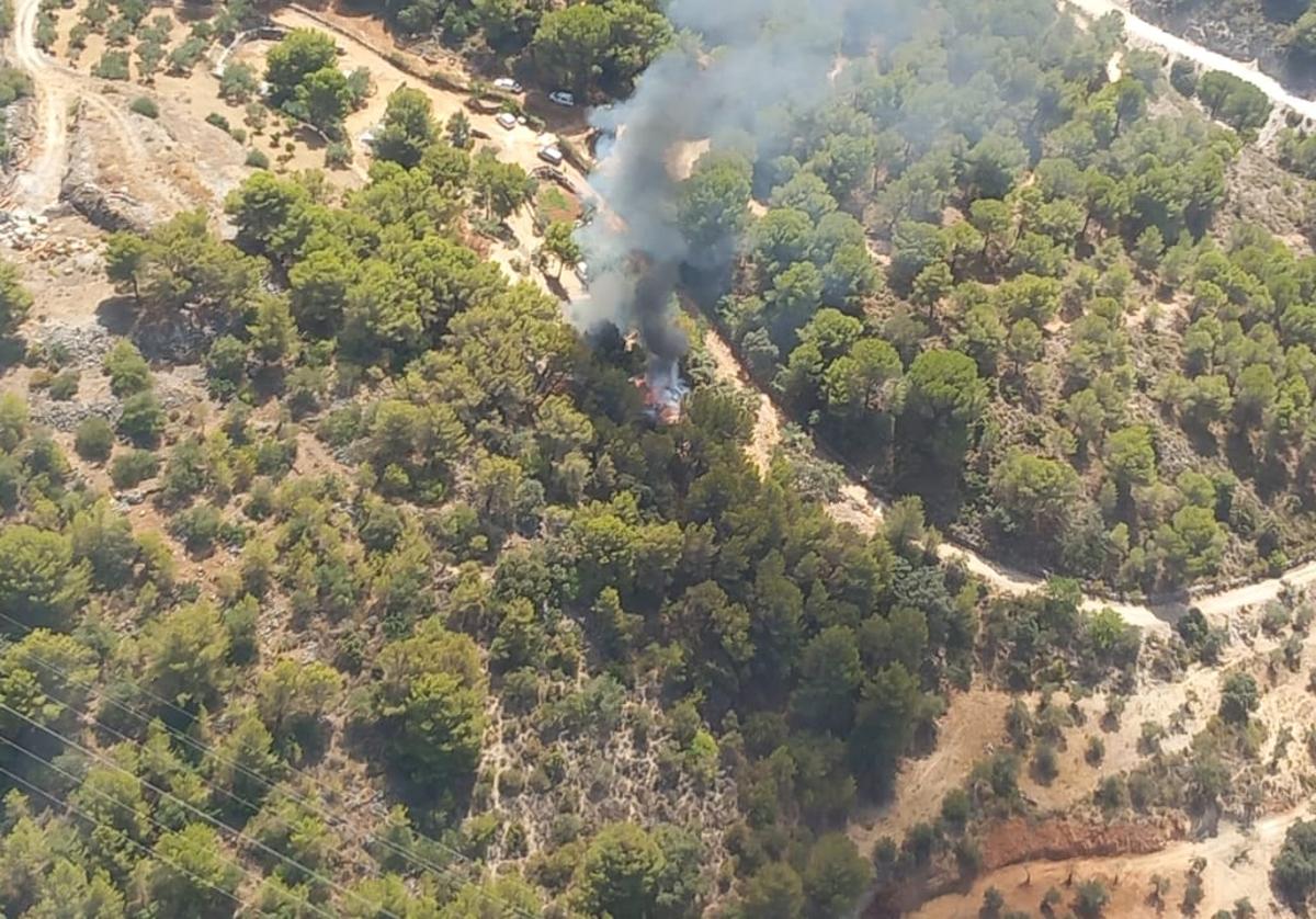 Imagen del incendio declarado en Monda.