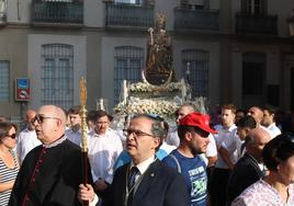 La Virgen de la Victoria, en su traslado hasta la Catedral el pasado año.