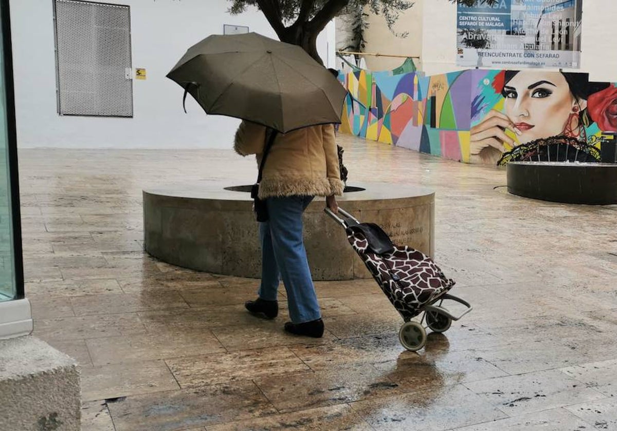 Imagen de archivo de un episodio reciente de lluvias en el Centro de Málaga.