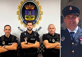 Los agentes municipales Salvador Flores, Carlos Mestanza y Abel Moreno, y el Policía Local de Málaga, José Luis Sánchez.