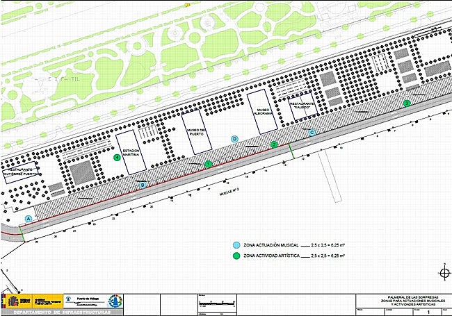 Puntos habilitados para las actuaciones musicales y las no sonoras.