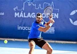 Alejandro Moro, el único español que sigue en cuartos de final, en su duelo de este jueves en la pista 2 ante el colombiano Daniel Elahi Galán.