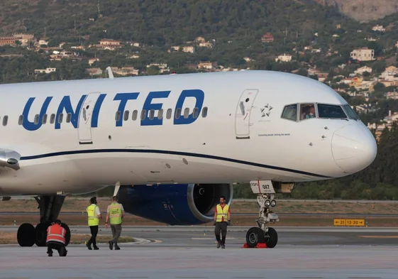 Imagen de la llegada del primer avión de United Airlines a Málaga el pasado 1 de junio.