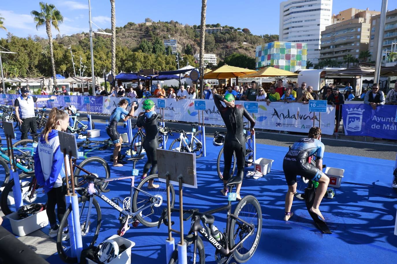 Las mejores imágenes de la primera gran prueba de triatlón de la historia en Málaga