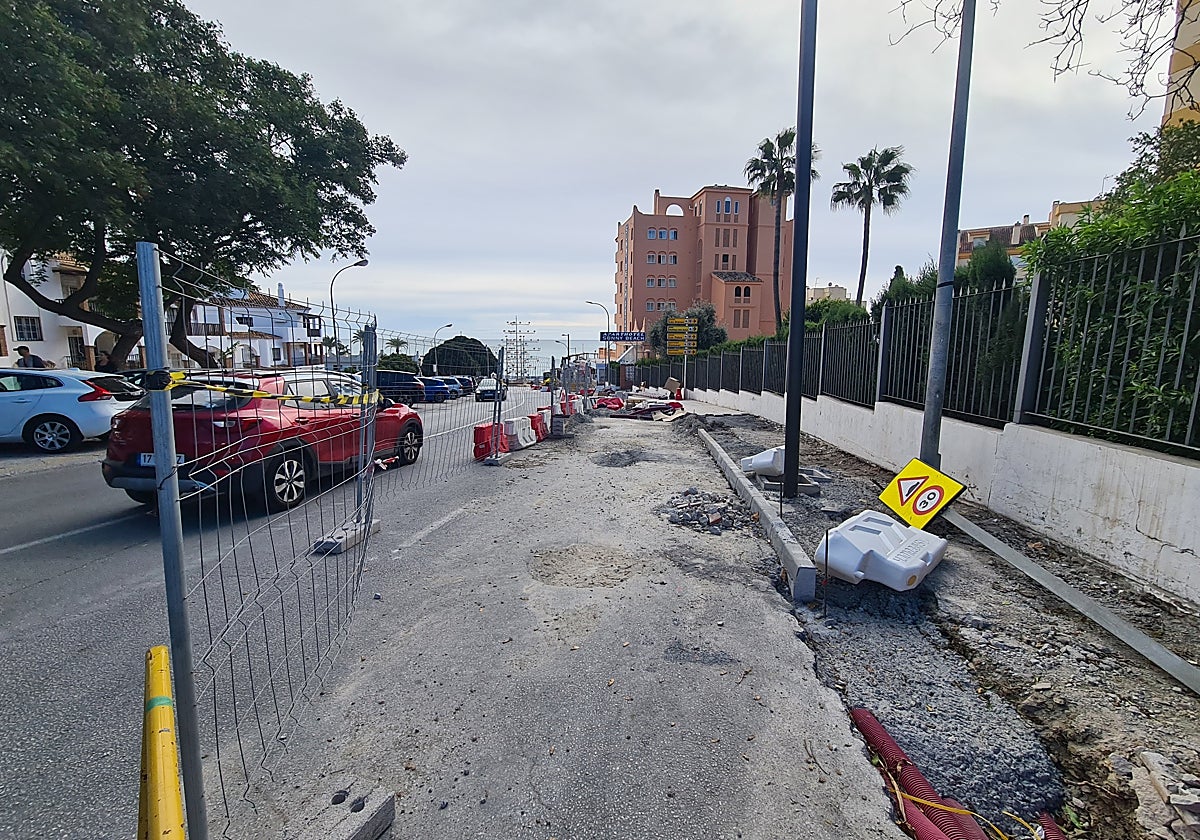 Vista de las obras en el tramo final de García Lorca, antes de llegar a Antonio Machado.