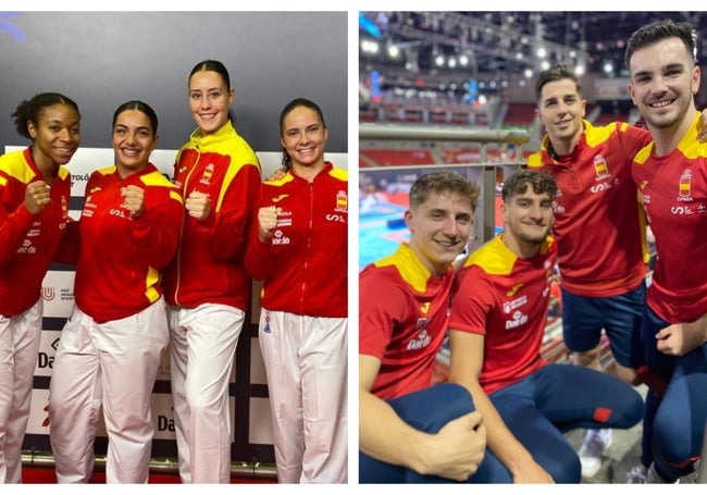 Los equipos de kumite femenino y katas masculino.