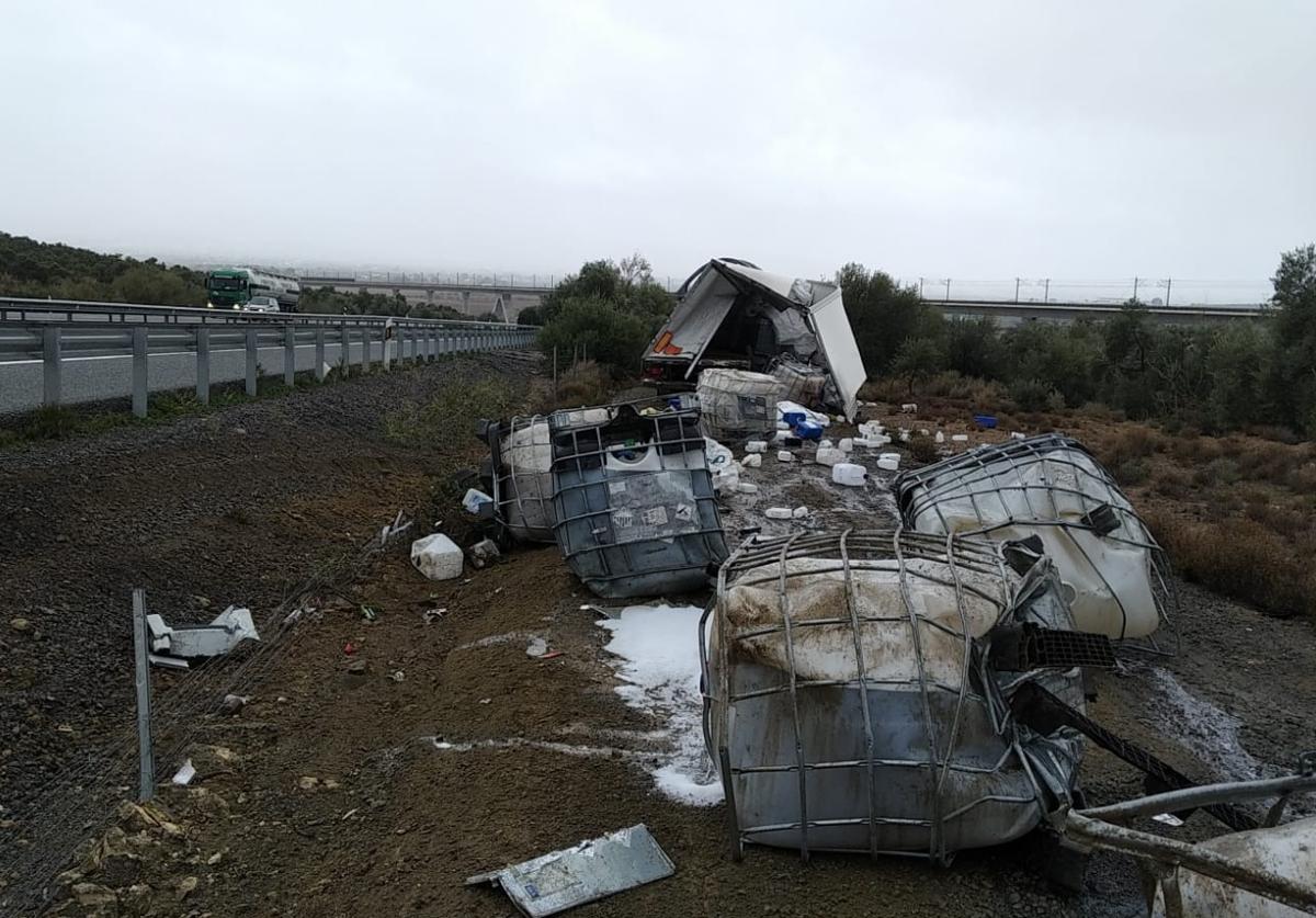 Camión accidentado.