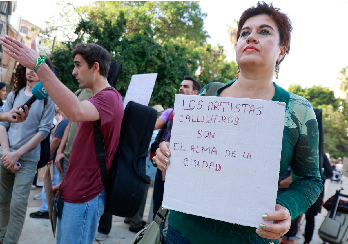 Protesta convocada por los artistas callejeros el pasado mes de octubre.