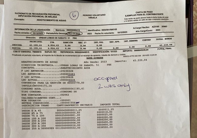 Imagen de la factura que ha recibido el matrimonio escocés.