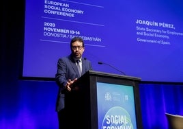 El secretario de Estado de Empleo, Joaquín Pérez Rey, durante la inauguración de la Conferencia Europea de la Economía Social