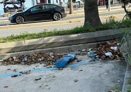 Vista de la basura cumulada en la parte de estacionamiento.