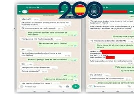 Pantallazo con dos de las conversaciones de las presuntas estadadoras.