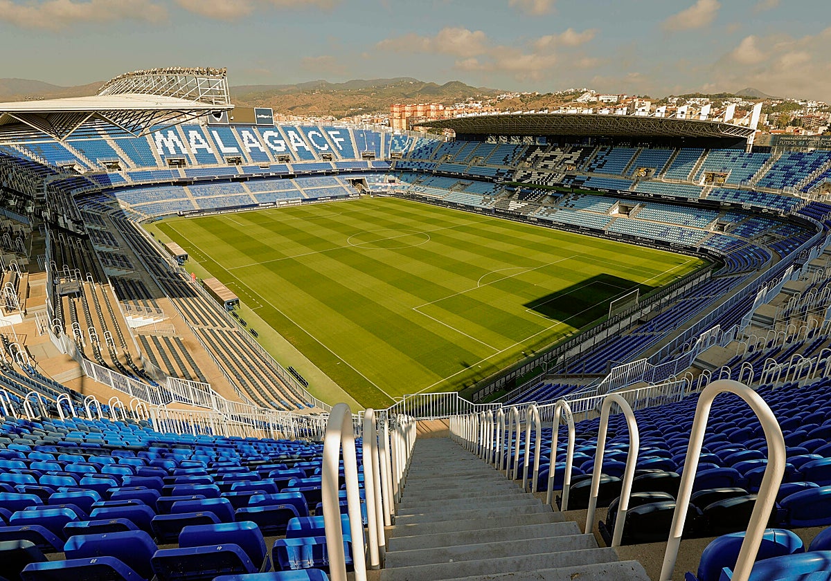 Panorámica de La Rosaleda, donde se jugará el Málaga-Eldense.
