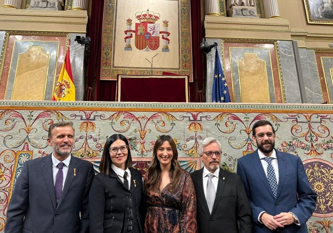 López, Pérez, Ramírez, junto a los senadores malagueños Rafael Granados y Víctor González.