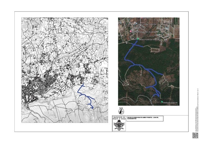 Plano con el plan de mejora para el Camino Forestal de Alhaurín el Grande.