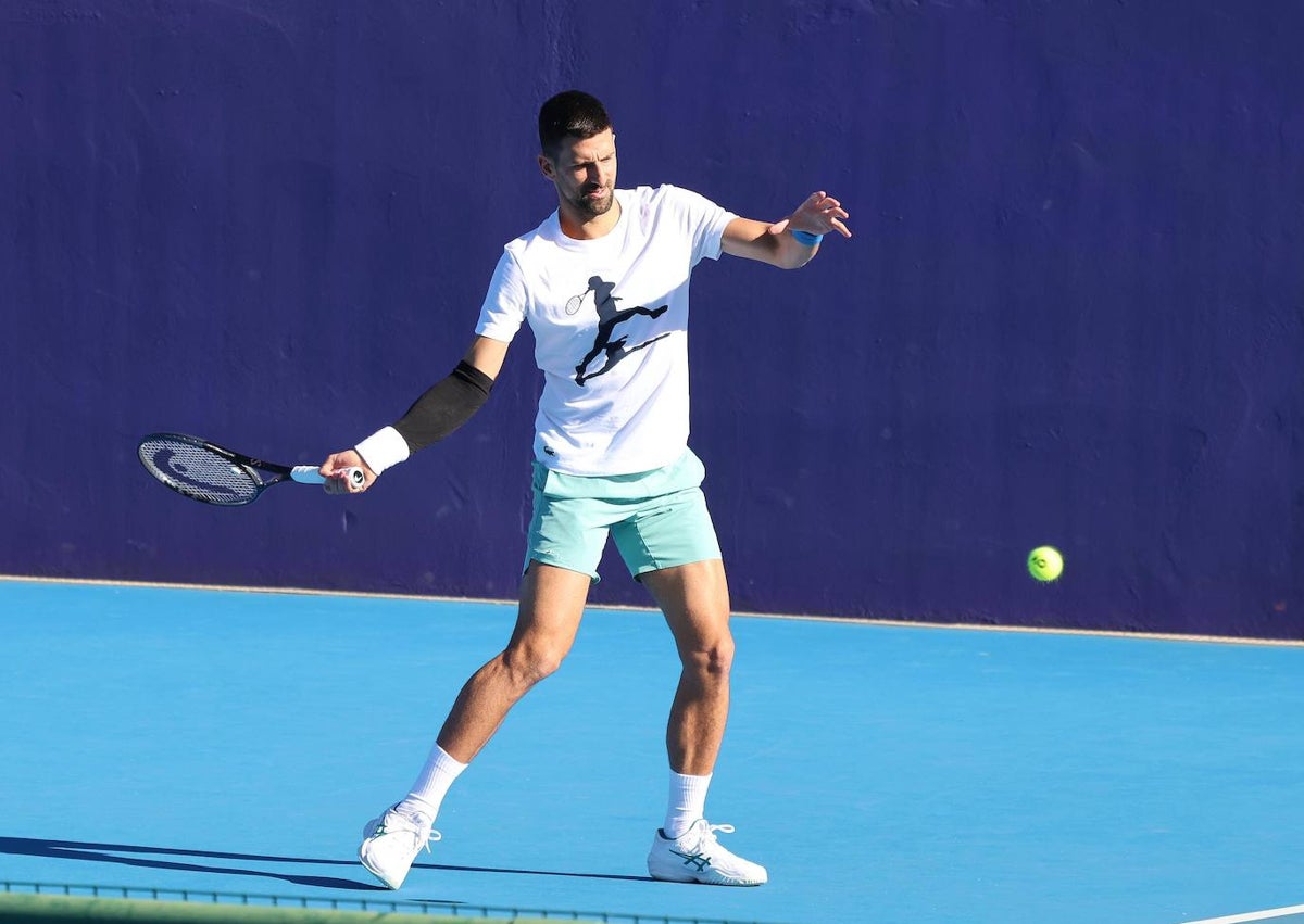 Imagen secundaria 1 - Novak Djokovic se entrena en Puente Romano con Evans